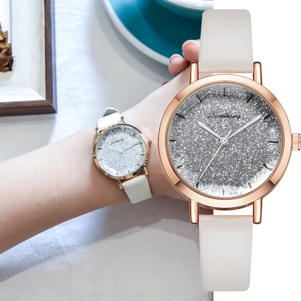 Женские кварцевые часы reloj mujer женские стеклянные кожаные наручные студенческие