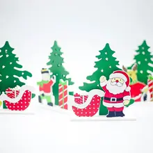 1 шт. рождественские DIY украшения 4 Tyeps дополнительно Снеговик Санта Клаус Лось медведь Рождество деревянные настольные украшения DIY домашний сад