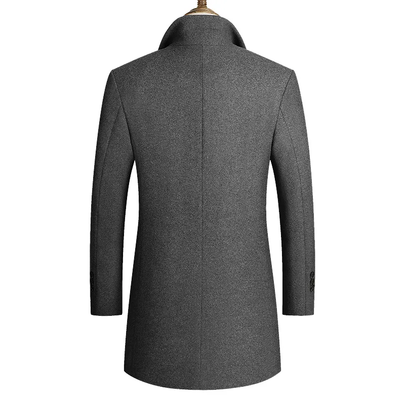 Koop 2019 Herfst Nieuwe Casual Lange Erkek Mont Kaban Enkele Breasted Zwart Grijs Kleur Winter Lange Jas Mannen