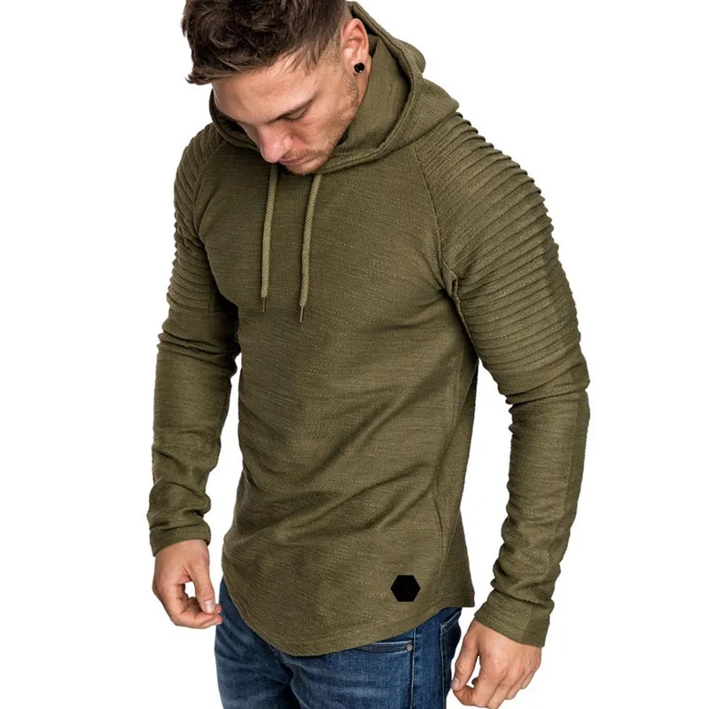 

New Hoodies Men Solid Slim Fit Pullovers Hoodie Sweatshirts Men Stripe Fold Hoody Sweatshirt Hip Hop Streetwear Sudadera Hombre