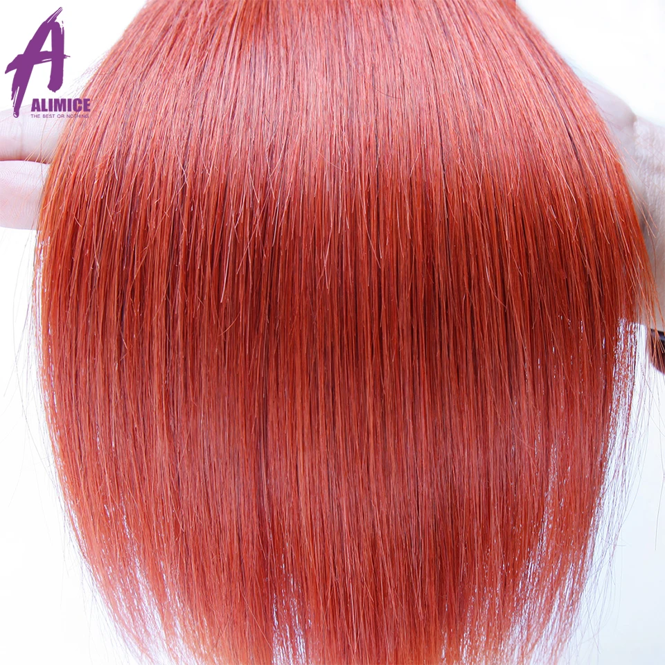 Alimice Ombre Bundles With Closure Brazilian Straight Hair 3 Bundles With Lace Closure 1BLight Pink Colored Human Hair Weave  (21)