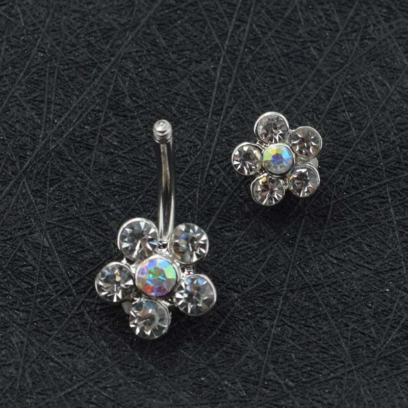 Punk Piercing CZ Crystal Cat with Pearl Navel Belly Button