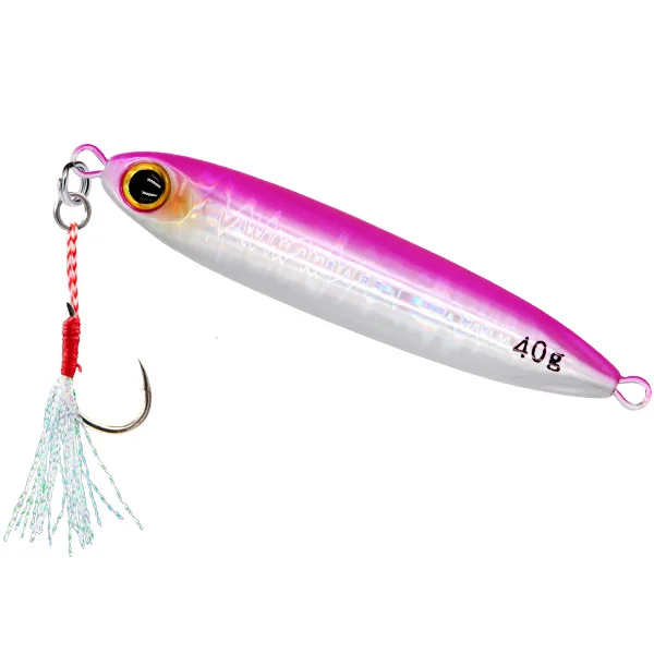 FUNADAIKO Shore casting jig Saltwater jigging lures Boat Fishing 30g/40g/60g glow luminous slow jig lures matel lead bait - Цвет: pink silver