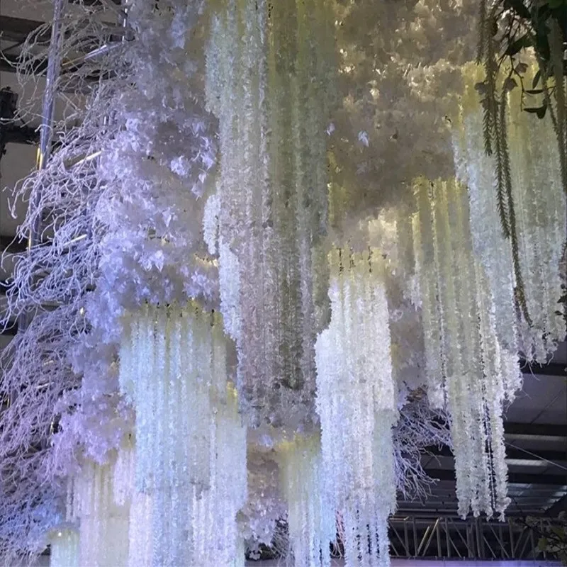 2M Artificial Hydrangea Orchid Wisteria Hanging Flowers String For DIY Wedding Arch Rattan Wedding Party Decorations 2M Artificial Hydrangea Orchid Wisteria Hanging Flowers String For DIY Wedding Arch Rattan Wedding Party Decorations
