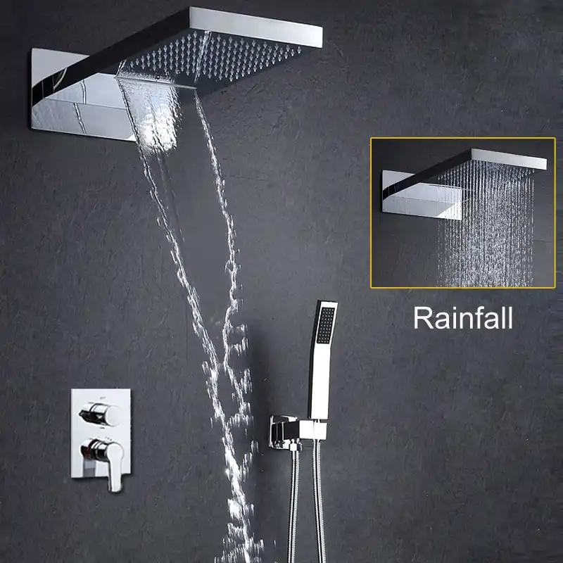 Bathroom Shower Set Wall Mounted Head Rain Waterfall Bathroom Shower Set Wall Mounted