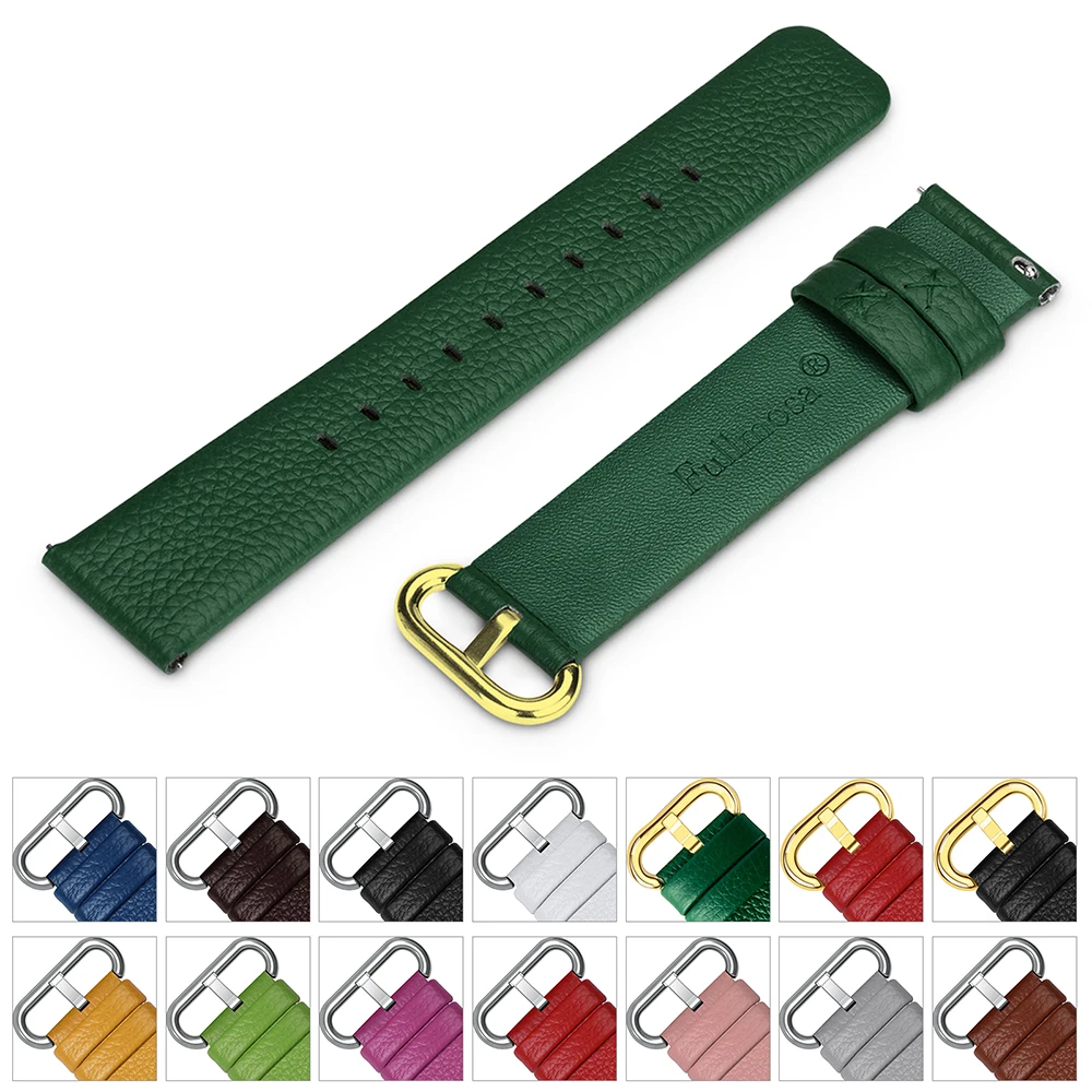 Gold Buckle Quick Release Watch Band Genuine Leather Strap Gold Buckle