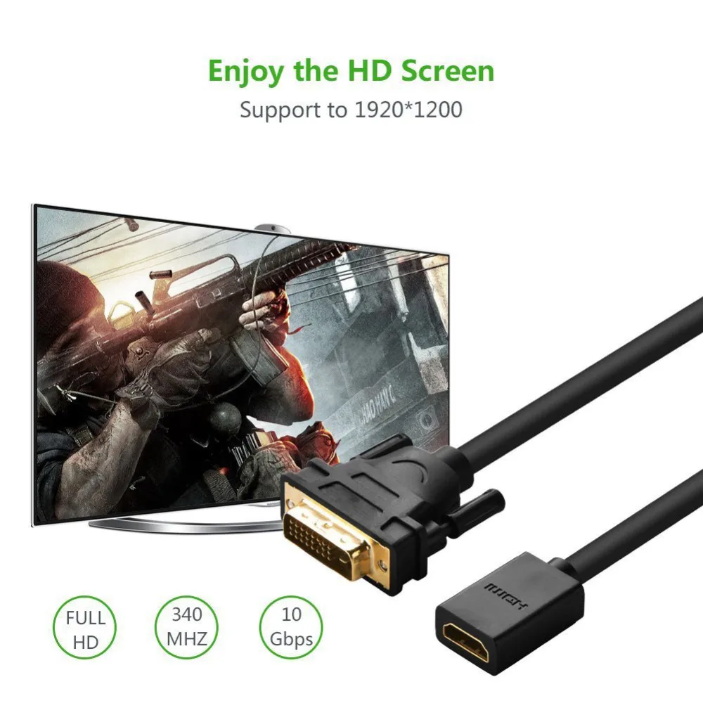 HDMI male to DVI DVI-D 24+1 pin Female converter cable adapter 1080P video 3D 1080p for LCD DVD HDTV XBOX PS3 Plasma Projector