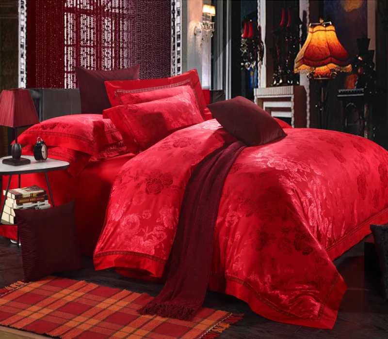 Hot sale! 4Pcs big red Bedding Sets/Bedclothes/ Duvet Covers Bed Sheet Bedspread Pillowcase Home Textile Set | Дом и сад