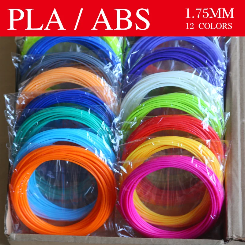 

3D pen 3d printer pen Material 3d pen Thread ABS / PLA filament 1.75mm 12colors 36 meter Bright color plastic For 3D pens,