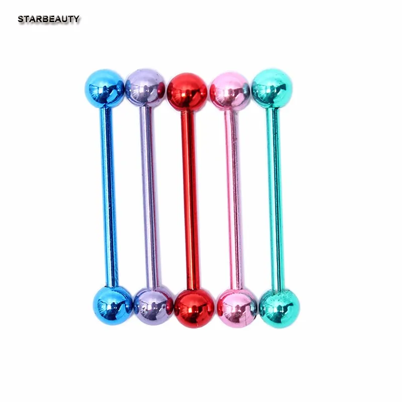 Год Горячая 1 шт хирургическая сталь пирсинг языка 1,6*19*5 мм язык кольца стержни трагус серьги, Надеваемые На ушной хрящ Украшения для тела