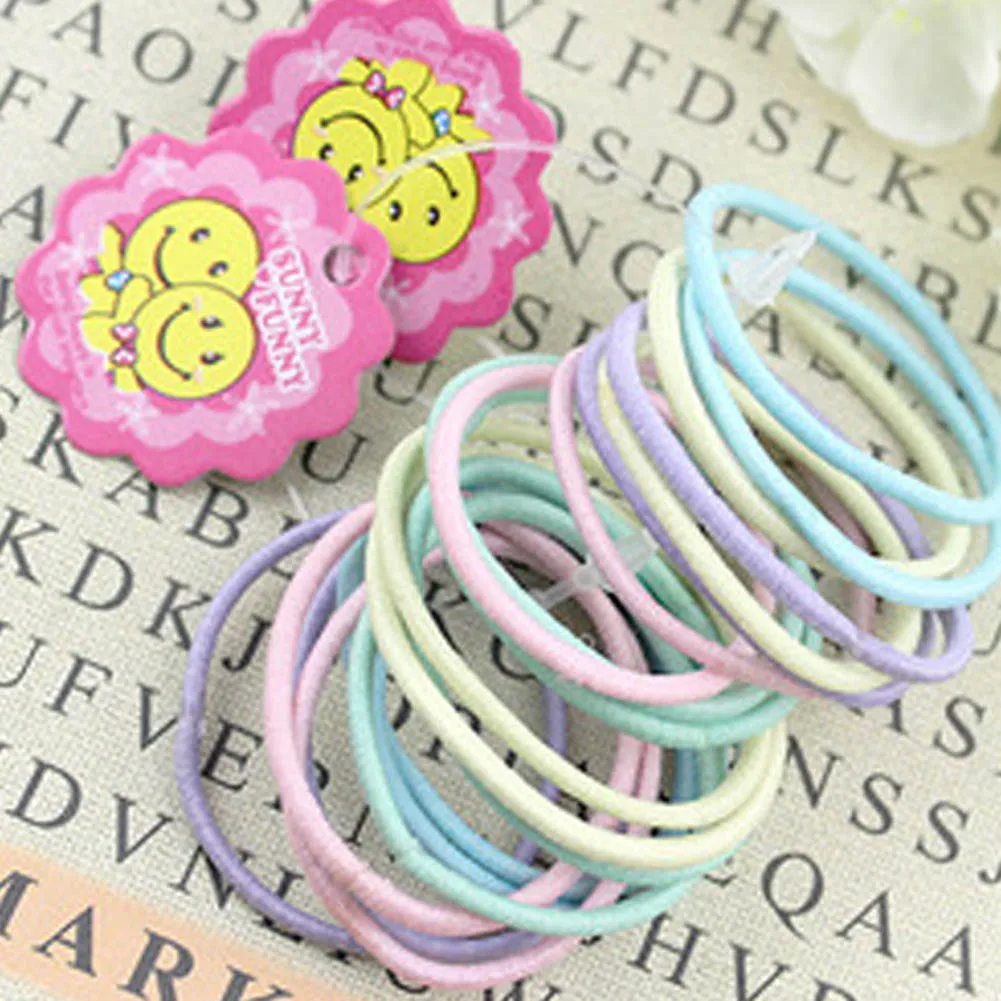 10 Pcs/Set! Candy Colors Hair Ropes Girls Slim Hair Ties Kids Hair