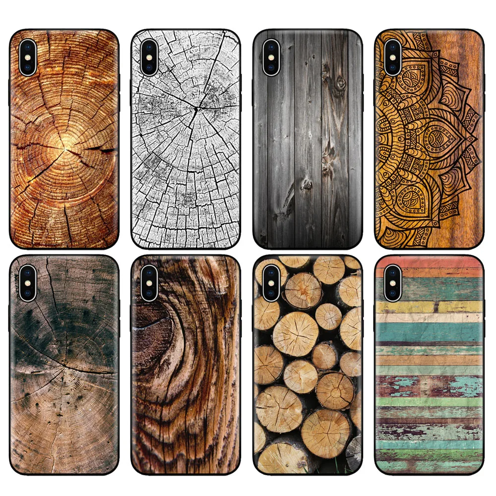 Custodia In Tpu Nero Per Iphone 5 5S Se 6 6S 7 8 Plus X 10 Custodia In Silicone Per Iphone Xr Xs 11 Pro Max Case Pattern Wood Textures