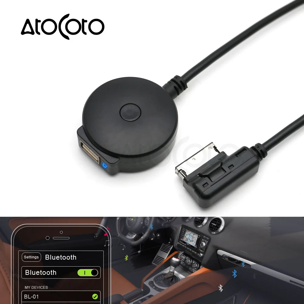 AtoCoto Bluetooth AUX приемник кабель адаптер для VW Audi A4 A5 A6 Q5 Q7 после 2009 аудио медиа вход AMI MDI интерфейс