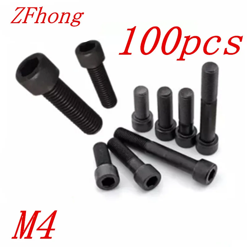 

100PCS DIN912 Grade12.9 M4 Black hex socket cap head screw M4x5/6/8/10/12/14/16/20/25/30/35/40/45/50