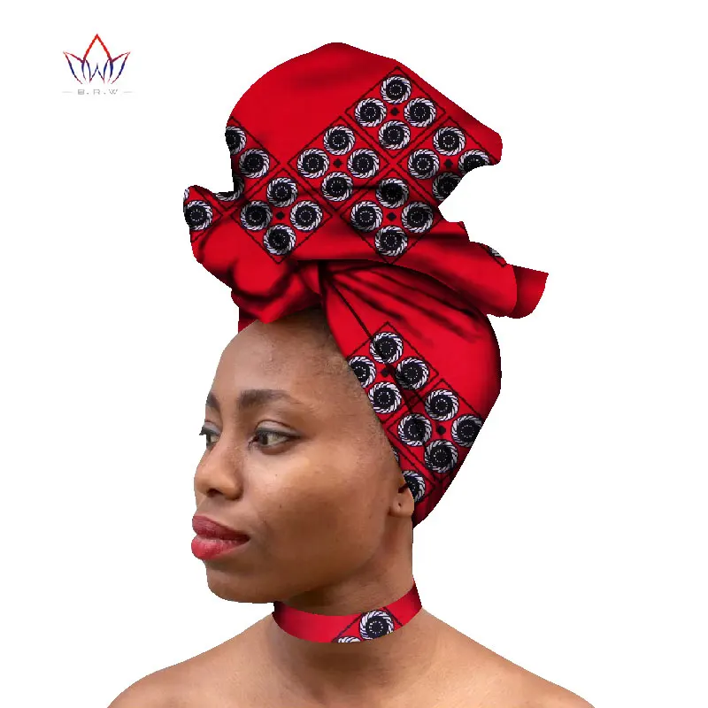 Африканский головной убор и ожерелье 2 шт. Африканский женский шарф на голову трендиальный стиль Африканский головной убор Дашики головной убор для женщин - Цвет: 4