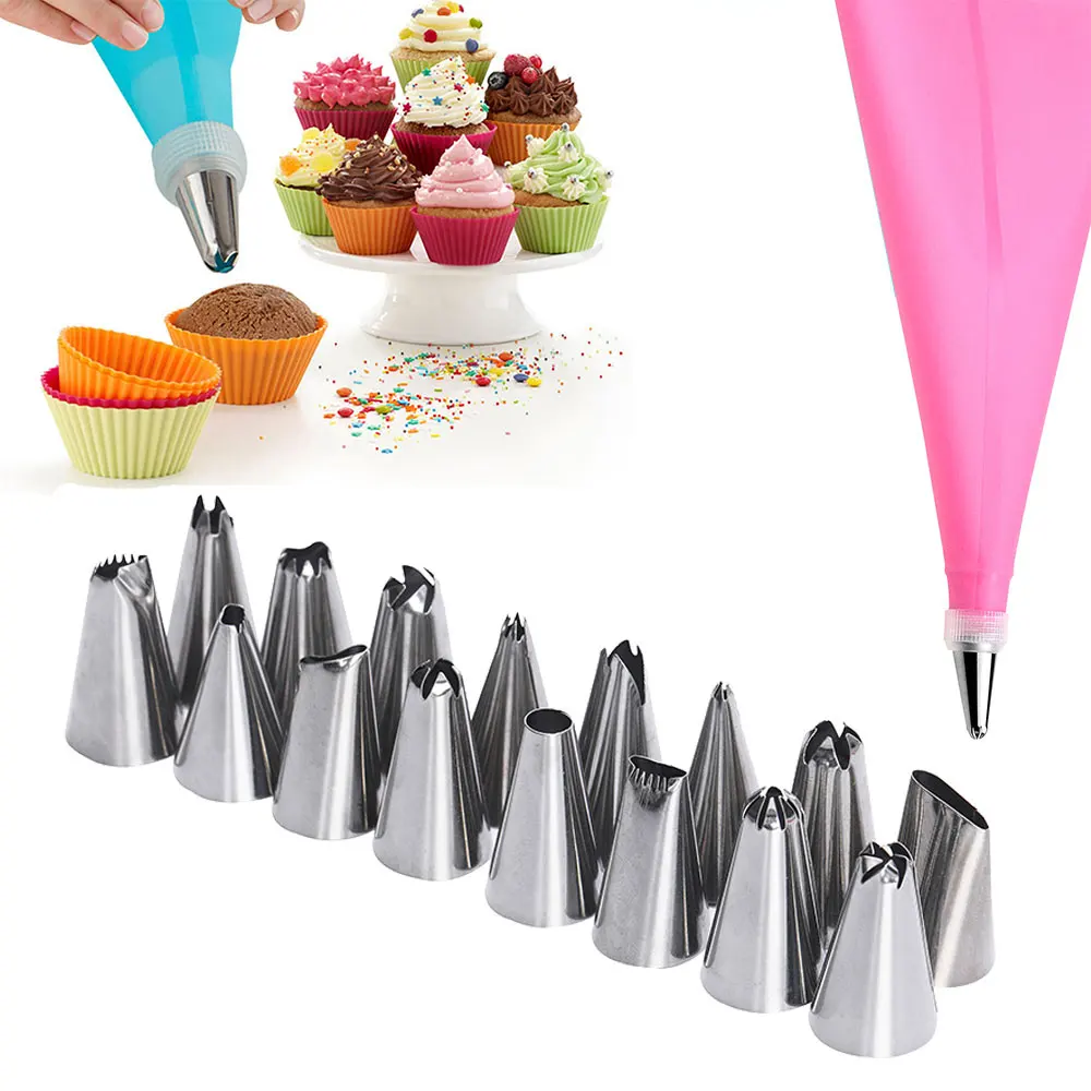 18PCSSet-10in-Silicone-Icing-Piping-Cream-Pastry-Bag+16X-Stainless-Steel-Nozzle-Pastry-Tips-Converter-DIY-Cake-Decorating-Tools-(11)