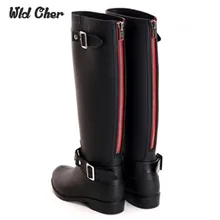 Очаровательные высокие сапоги на молнии в стиле панк Женские однотонные непромокаемые сапоги уличная резиновая водонепроницаемая обувь для женщин размера плюс 36-41