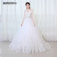 BEPEITHY бальное платье принцессы Свадебное платье полный рукав с поясом Vestido De Novia кружева старинные свадебные платья Casamento