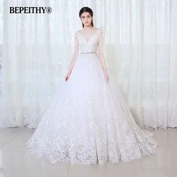 CALIENTE PROMO ❤️ BEPEITHY-Vestido De Boda De Princesa De manga larga con cinturón, Vestido De Novia Vintage De encaje, 2020 - discount item 48% OFF Bodas y eventos