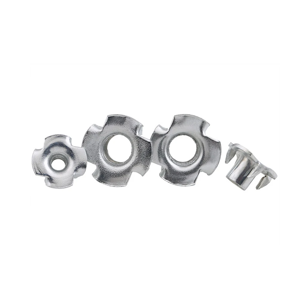

10pcs/lot M3 M4 M5 M6 M8 M10 Zinc Plated Four Claws Nut Speaker Nut T-nut Blind Pronged Tee Nut Furniture Hardware