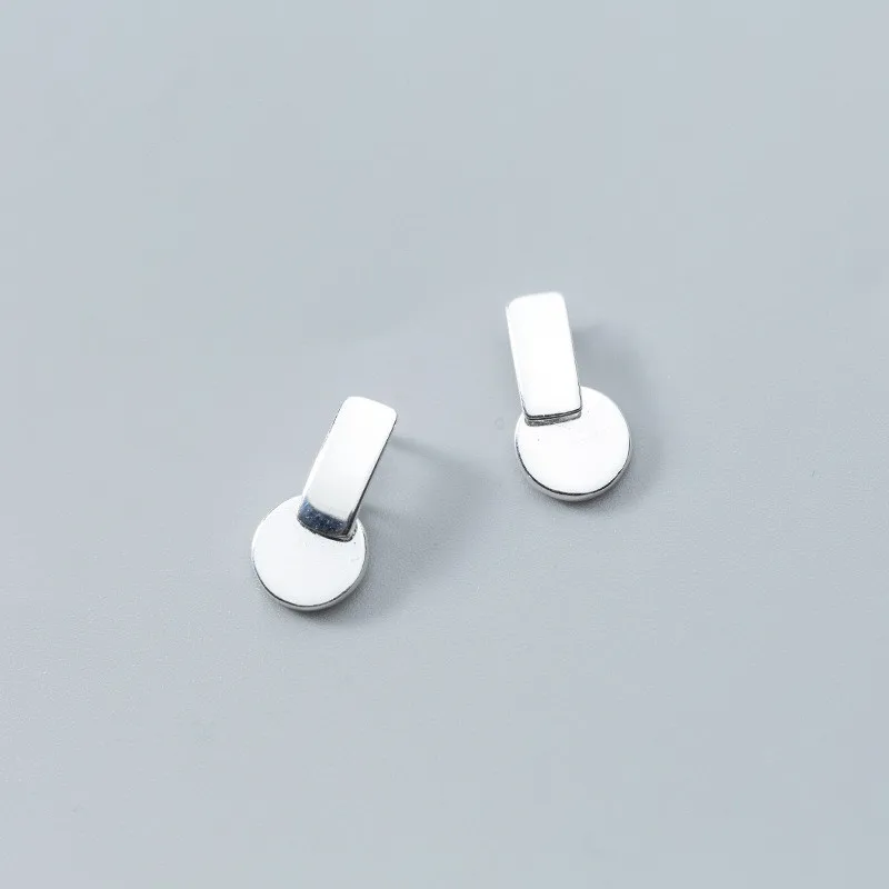 925 пробы серебряные геометрические круглые серьги-гвоздики для женщин, подарок для школьниц, свадебные ювелирные изделия, женские серьги eh841