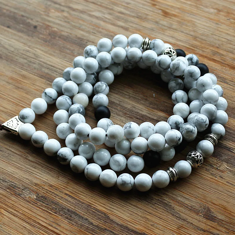 Inelastic 8mm 99pcs Round Howlite Stone Beads Buddhist Prayer Rosary Mala Necklace for woemn men jewelry - Image 2