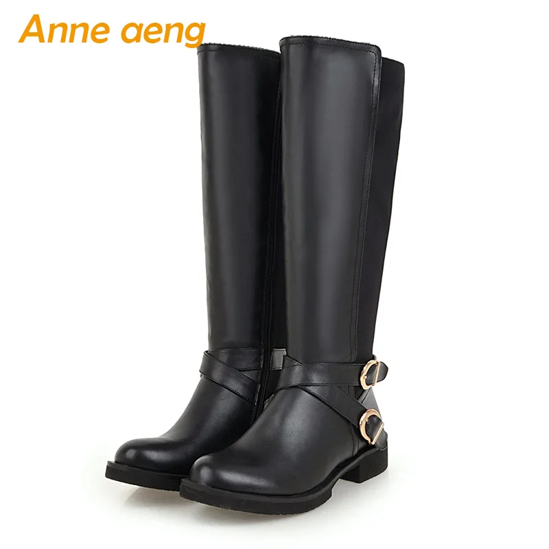 

Winter Women Knee-High Boots High Heel Round Toe Zipper Sexy Ladies Women Shoes Black Snow Long Motorcycle Boots Big Size 33-46