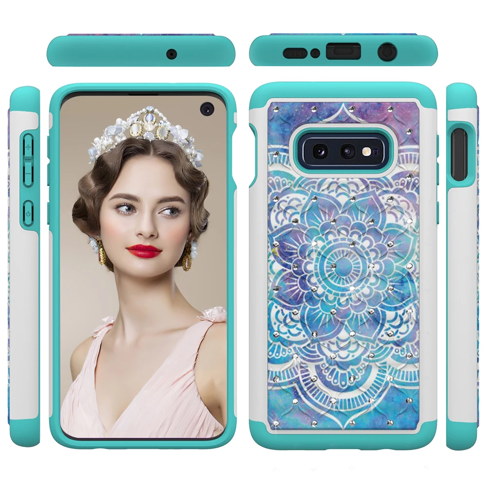 Cute butterfly owl Patterned flower Phone Case glitter diamond 2 in 1 For Samsung galaxy s10 s10e s9 8 Protective case cover