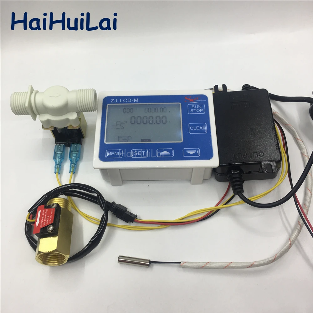 

ZJ-LCD-M meter controller+ temperature sensor+1/2" flow sensor +valve +Power supply for water liquid measurement