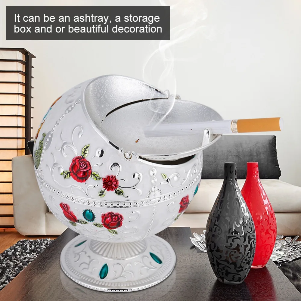 Portable Mini Ashtray Metal Round Ball Stamped Pattern Gift Decoration Alinory Decoration 1