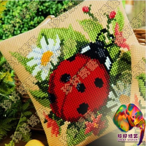 Diy Needlework Kit Unfinished Crewel Yarn Embroidery Pillow Case