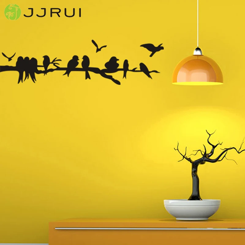 Jjrui Black Tree Branch Birds Handcraft Wall Sticker Decal Mural For
