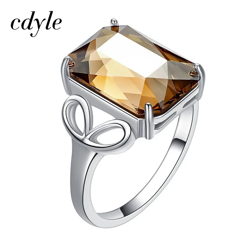 

Cdyle Crystals from Swarovski Fashion Luxury Women Engagement Jewelry 925 Sterling Silver Red/Gold Crystal Zircon Female Wedding