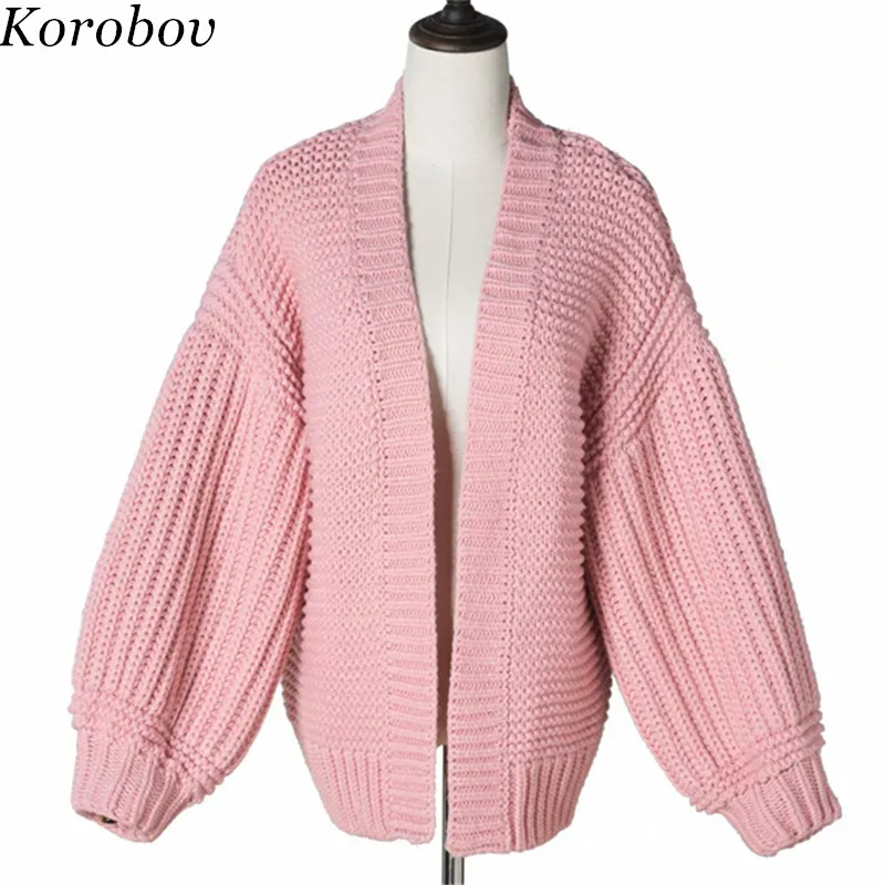 

Korobov Cardigans Korean Women Sweater Sexy V-Neck Sueter Mujer Loose Casual Long Sleeve Female Sweaters 76425