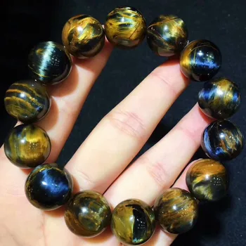 

16mm Natural Yellow Pietersite Blue Stretch Round Beads Bracelet Gemstone For Man and Lady AAAAAA