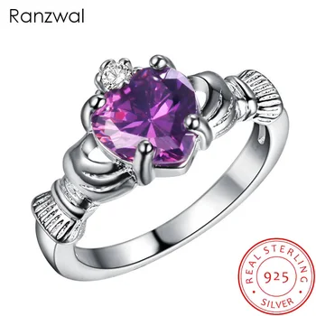 

Ranzwal 925 Sterling Silver Women Irish Claddagh Friendship & Love Ring with Heart Cubic Zirconia US Size 6~9