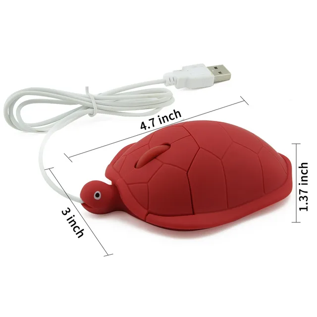 CHYI-ratón óptico con cable USB para niños, Mouse con forma de tortuga, bonito Animal, 1200DPI, 3 botones, para Notebook, PC, ordenador portátil 5
