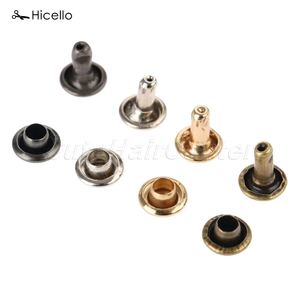 Hicello 100pcs/lot Rivet Leather Craft Antique Brass Double Cap Sewing