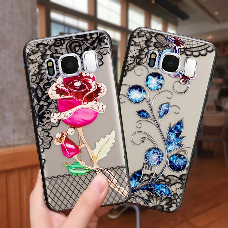 

YueTuo coque,cover,case,For Samsung Galaxy S8 Plus S 8 Plus S8Plus Luxury 3d On Hard PC Cell Phone Flower back cases