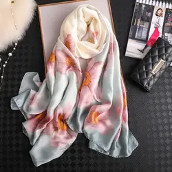 2019 Новый Шелковый шарф для женщин пляжные палантины шарфы леди Пашмина, хиджаб фуляр женский фуляр печатных шали и обертывания
