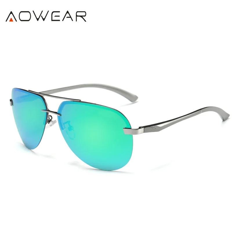 AOWEAR мужские солнцезащитные очки без оправы мужские солнцезащитные очки пилота мужские Поляризованные алюминиевые очки Gafas lentes oculos hombre