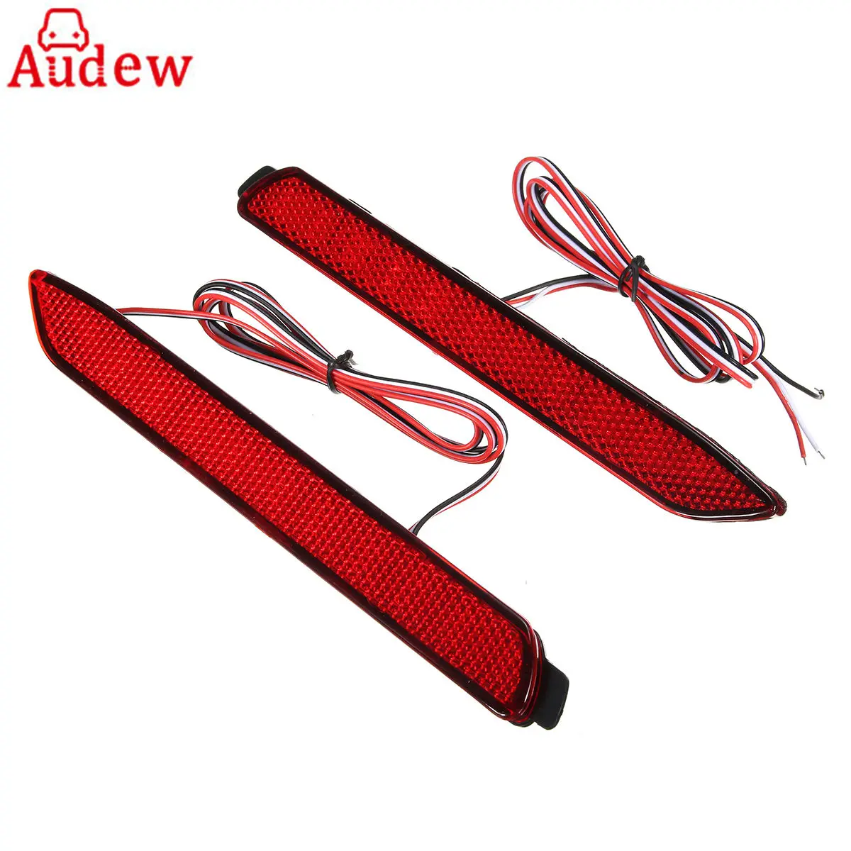 Pair Car LED Rear Bumper Reflector Brake Lights Red Lens Red font b Lamp b font