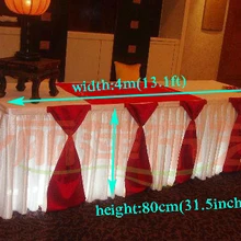 13.1ft(W)* 31,"(H) ледяная шелковая Скатерть свадебный стол юбка для праздничного стола для банкетов юбка с крышкой стола swag