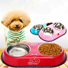 Fashion pet dog feeders bowl Stainless steel double mouth dog bowl high grade antiskid pet bowl for small dog
