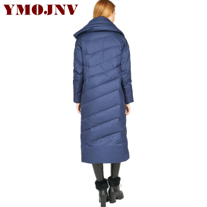 Модные зимние женские пуховики YMOJNV 2019 асимметричное длинное плотное теплое
