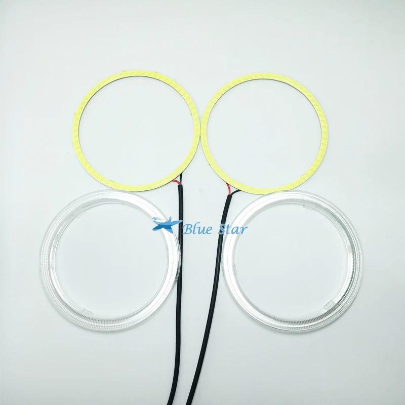 

2x80mm COB Angel Eye LED Chip Car Light Super Brightness Waterproof Auto Headlight Fog Car LED Lighting 2 COB light+2 Lampshades