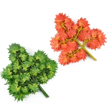 

48pcs Artificial MapleTree Stems Fake Greenery Maple Tree Branches red/green 65cm for Wedding Party Supermarket Shop Decoration