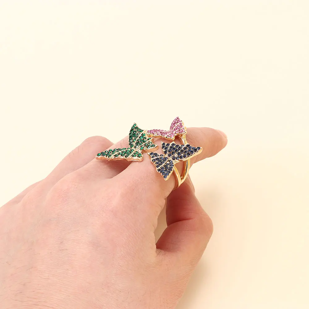 

2019 New Fashion 1PC Women Party Jewelry Alloy Butterfly Colorful Adjustable Ring Crystal Opening Finger Ring Gift