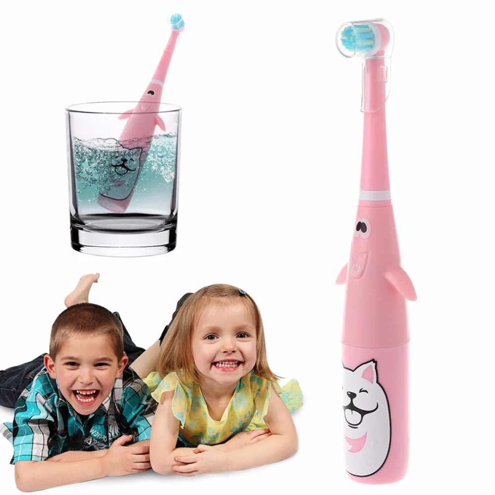 1set Electric Toothbrush Cartoon Pattern Tooth Brush Heads For Kids with 2 Head