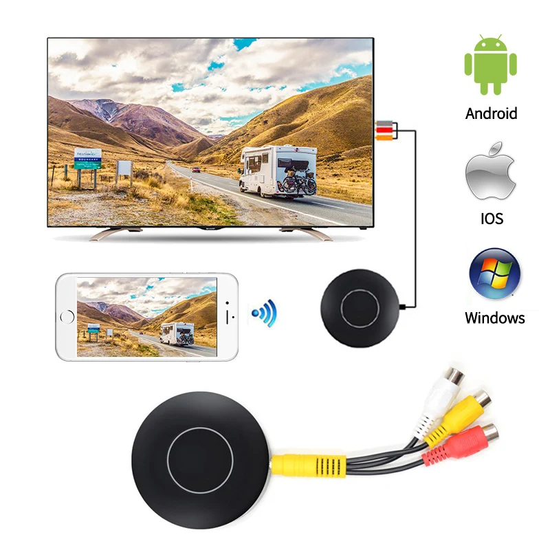 Q1 Wi-Fi экран зеркалирование Push-дисплей для Android Miracast Ios Airplay AnyCast беспроводной HDMI AV RCA tv Dongle мини ПК tv Stick